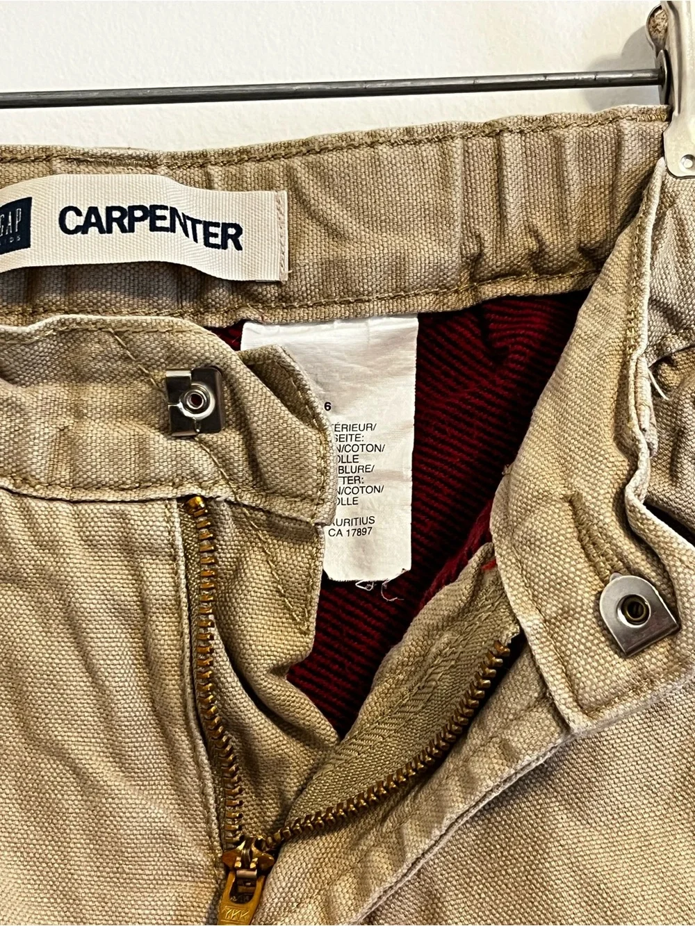 Gap Kids Carpenter Pants Cotton Heavy Weight Lined Utility Khaki Tan Boys 6